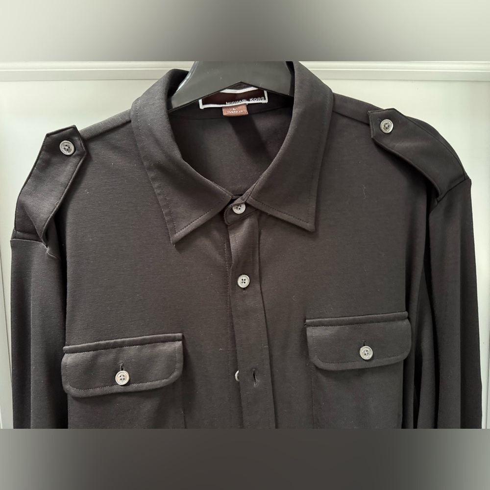 Michael Kors Black Epaulette Dress Shirt